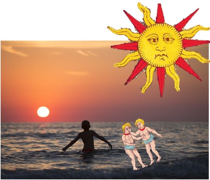 soleil vacances et plage dans la carte du soleil du tarot
