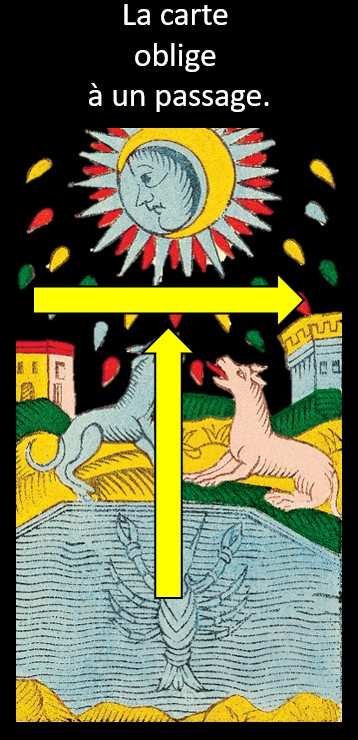 carte de la lune en tirage de tarot de marseille