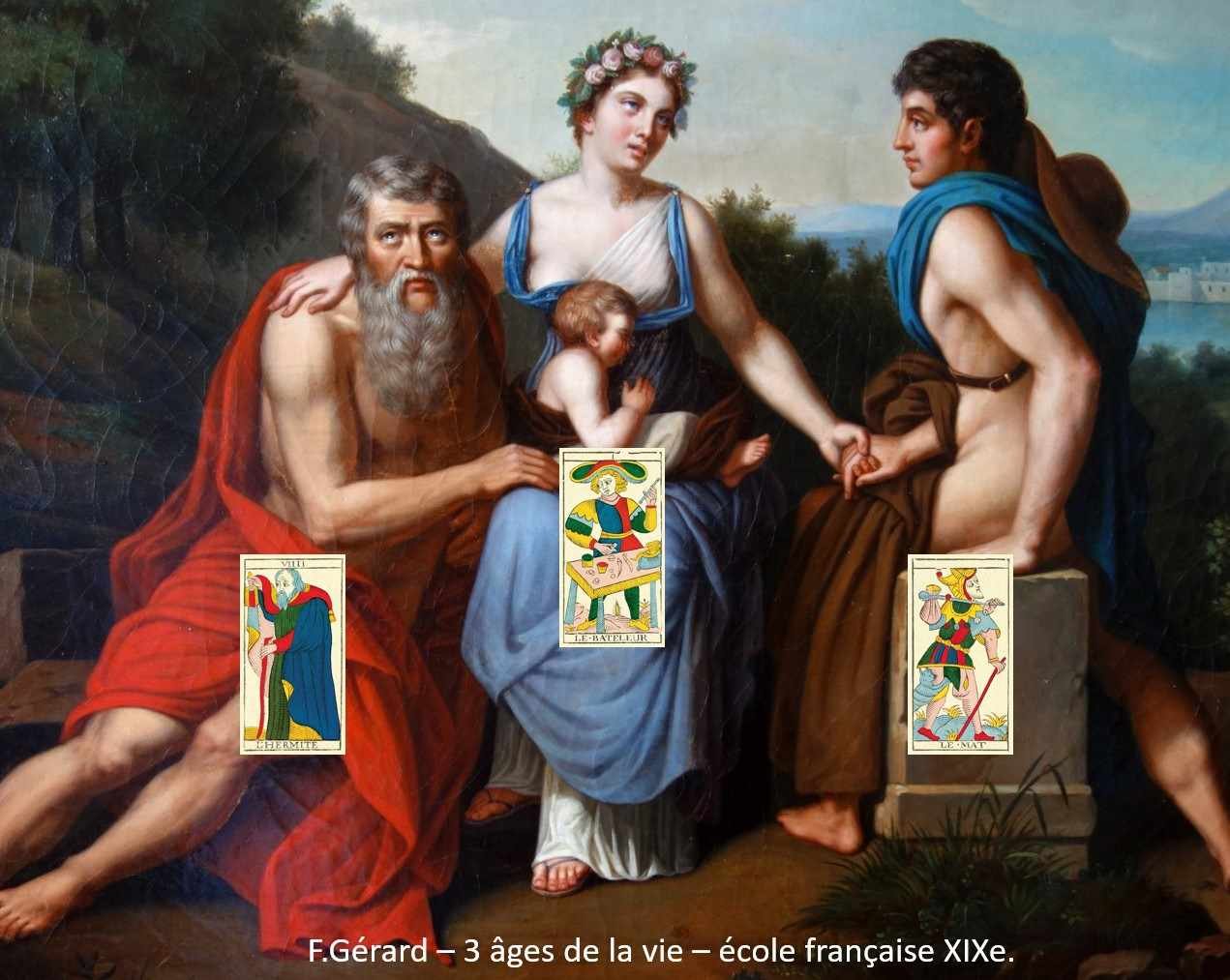 les trois âges de la vie dans un tirage du tarot