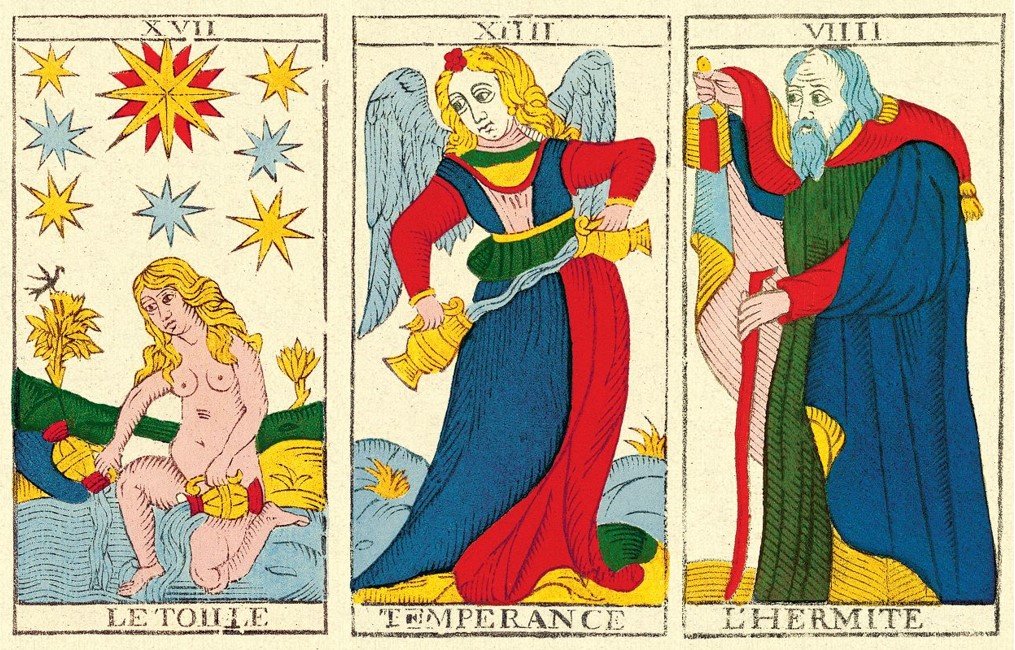 association cartes tarot Etoile - Tempérance - Hermite