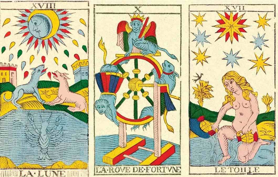 association cartes tarot lune - roue - étoile