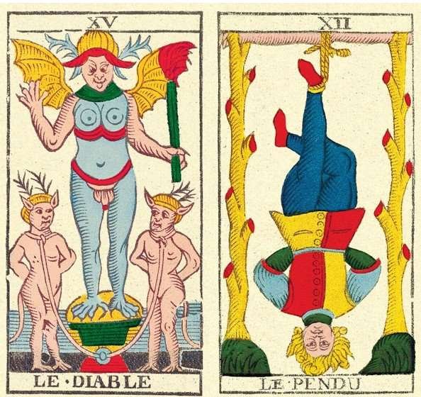 combinaison cartes tarot diable pendu