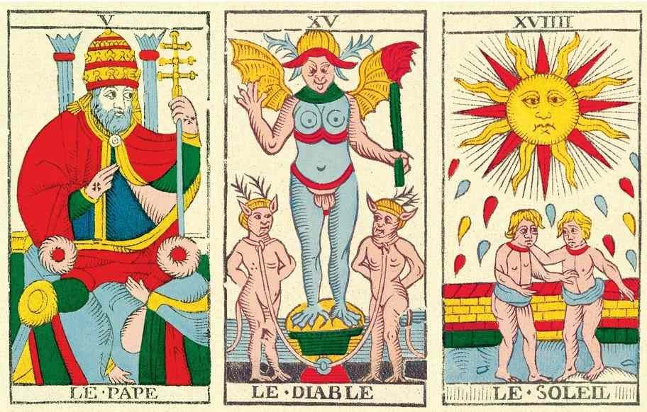 association cartes tarot pape diable soleil