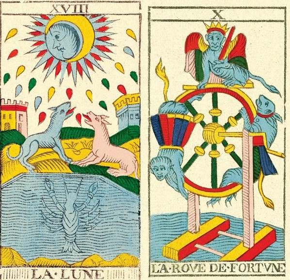 combinaison cartes tarot lune roue