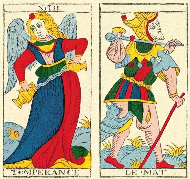 combinaison cartes tarot tempérance - mât