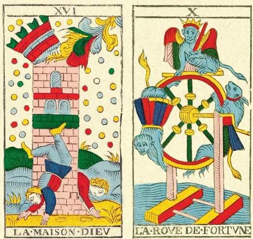 combinaison cartes tarot maison-dieu - roue