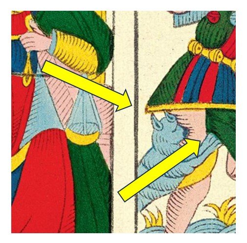 détail de la combinaison cartes tarot justice - mât