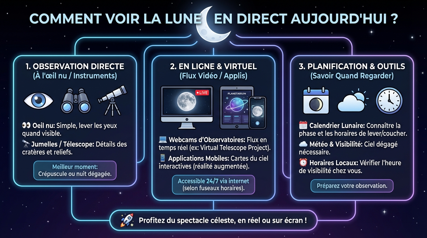 Comment voir la lune en direct aujourd'hui ? 1 Comment voir la lune en direct aujourd'hui ?