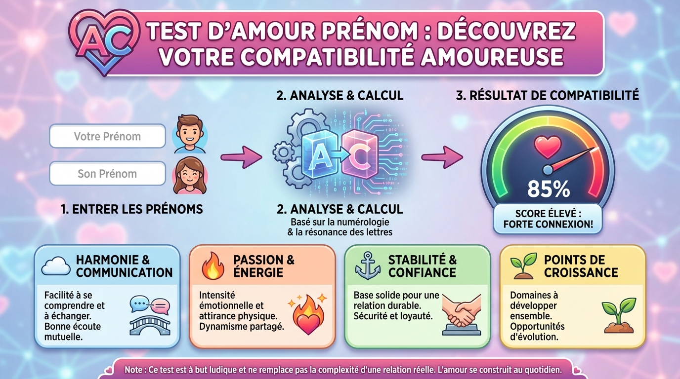 Test d'amour prénom : découvrez votre compatibilité amoureuse 1 Les résultats du test : que signifient-ils ?